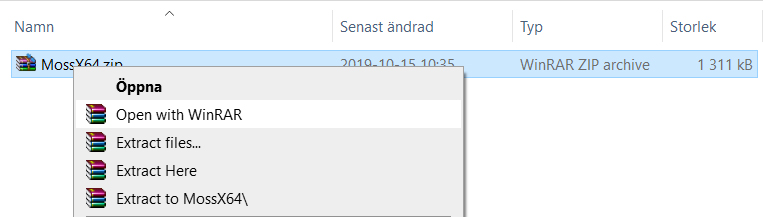 Unzip MOSS file